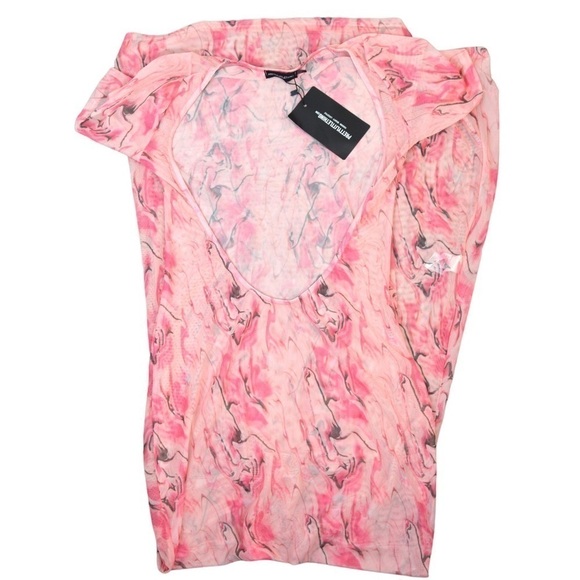 PrettyLittleThing Pink Acid Print Short Sleeve Scoop Mesh Maxi Beach Dress Sz 4 - Picture 1 of 11